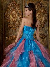 Orange Pink and Azure Ombre Puffy Skirt Quince Gowns 2014