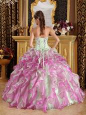 Fuchsia and Apple Green Cascade Quinceanera Dress Top Designer