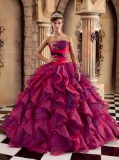 Cascade Fuchsia And Purple Ruffled Skirt Quince Dress Strapless