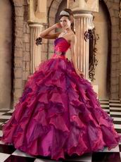 Cascade Fuchsia And Purple Ruffled Skirt Quince Dress Strapless