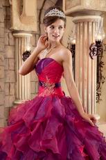 Cascade Fuchsia And Purple Ruffled Skirt Quince Dress Strapless