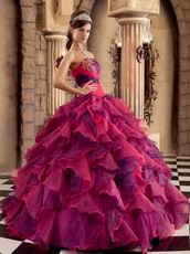 Cascade Fuchsia And Purple Ruffled Skirt Quince Dress Strapless