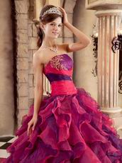 Cascade Fuchsia And Purple Ruffled Skirt Quince Dress Strapless