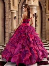 Cascade Fuchsia And Purple Ruffled Skirt Quince Dress Strapless