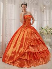 Orange Taffeta Layers Skirt Quinceanera Dress To 16th Girls