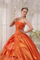Orange Taffeta Layers Skirt Quinceanera Dress To 16th Girls