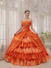 Orange Taffeta Layers Skirt Quinceanera Dress To 16th Girls