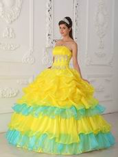 Bright Canary Yellow Layers Skirt La Quinceanera Dresses
