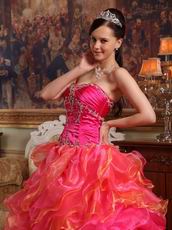 Contrast Multi Color Cascade Skirt La Quinceanera Dress