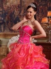 Contrast Multi Color Cascade Skirt La Quinceanera Dress