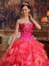 Contrast Multi Color Cascade Skirt La Quinceanera Dress