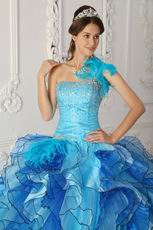 Multi Color Ruffled Cascade Skirt Quince Gowns Sky Blue