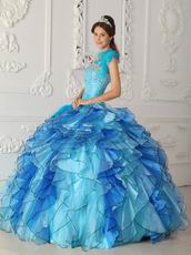 Multi Color Ruffled Cascade Skirt Quince Gowns Sky Blue