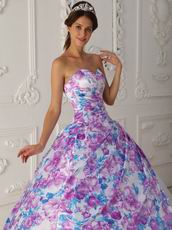 Top Quinceanera White Dress With Printed Fabric Decorate