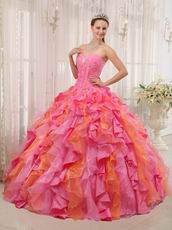 One Hot Pink One Orange Ombre Skirt Girls Quince Gown