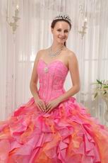One Hot Pink One Orange Ombre Skirt Girls Quince Gown