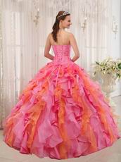 One Hot Pink One Orange Ombre Skirt Girls Quince Gown