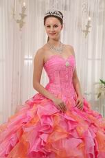 One Hot Pink One Orange Ombre Skirt Girls Quince Gown