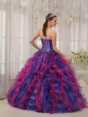 Blue Violet And Fuchsia Contrast Color Skirt Quinceanera Dress