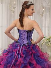 Blue Violet And Fuchsia Contrast Color Skirt Quinceanera Dress