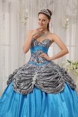 Printed Zebra Fabric Blue Quince Dress For 16 Years Old Girls