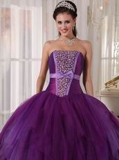 Beaded Strapless Contrast Color Quinceanera Prom Party Dress