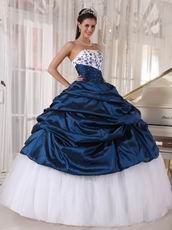 Mineral Blue Quinceanera Party Dress With White Puffy Skirt