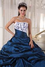 Mineral Blue Quinceanera Party Dress With White Puffy Skirt