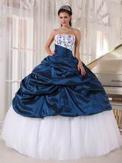 Mineral Blue Quinceanera Party Dress With White Puffy Skirt