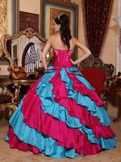 Deep Sky Blue And Fuchsia Cascade Skirt Quinceanera Gown