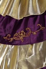 Purple and Golden Layers Puffy Quinceanera Dress By Top Designer