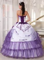 White and Lavender Designer Quinceanera Dress With Embroidery