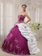 Purple and White Floor Length Ball Dress For Military Party Wear