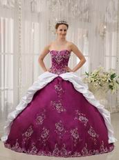 Purple and White Floor Length Ball Dress For Military Party Wear