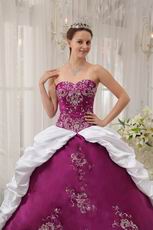 Purple and White Floor Length Ball Dress For Military Party Wear