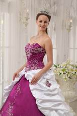 Purple and White Floor Length Ball Dress For Military Party Wear