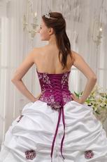 Purple and White Floor Length Ball Dress For Military Party Wear