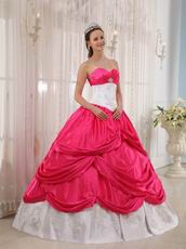 Deep Pink Trimed Designer Appliques Decorate Quince Dress