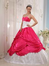 Deep Pink Trimed Designer Appliques Decorate Quince Dress