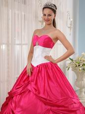 Deep Pink Trimed Designer Appliques Decorate Quince Dress