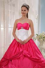Deep Pink Trimed Designer Appliques Decorate Quince Dress