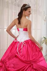 Deep Pink Trimed Designer Appliques Decorate Quince Dress