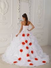 White Quinceanera Dress Like A Princess With Orange Flowers