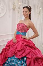 Strapless Appliqued Rose Pink Quinceanera Gown With Beading