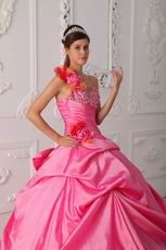 Single One Shoulder Multi Color Handcrafted Quince Gown Cheap