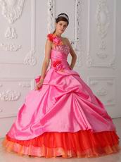 Single One Shoulder Multi Color Handcrafted Quince Gown Cheap