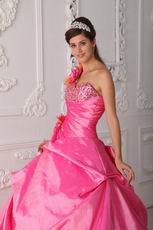 Single One Shoulder Multi Color Handcrafted Quince Gown Cheap