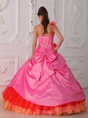 Single One Shoulder Multi Color Handcrafted Quince Gown Cheap