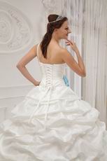 Single One Shoulder Ivory Quince Dress With Aqua Blue