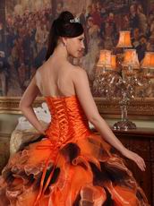 Orange and Black Ruffles Skirt Sweet 16th Girls Ball Gown